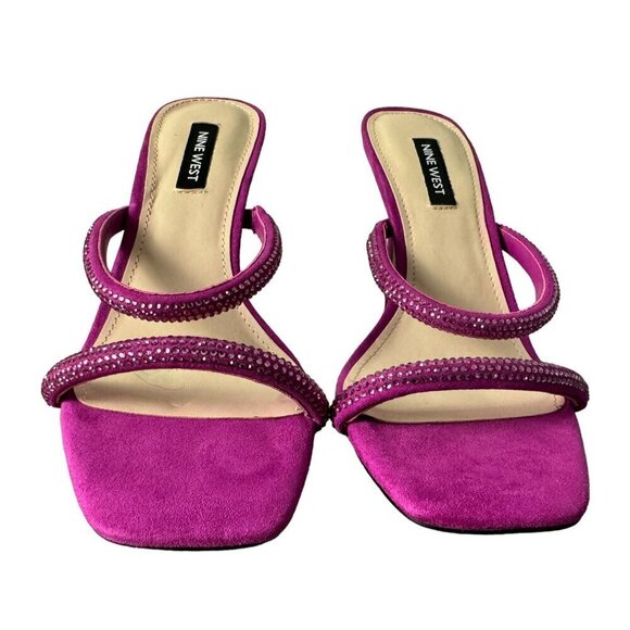 Nine West Zarleen 2 Slip On Heel in Dark Pink Fabric Rhinestones Women's Size 7M - Picture 8 of 13